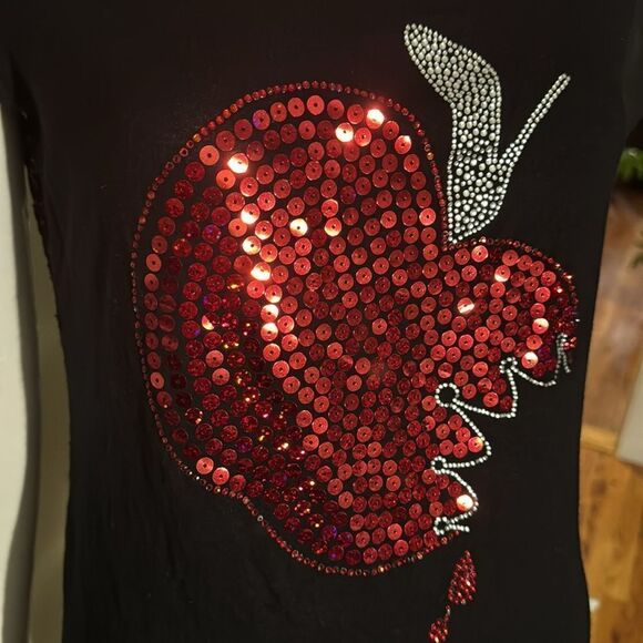 Disney Couture rhinestone sequin apple slipper lace backsnow white cap sleeve . - Picture 5 of 12